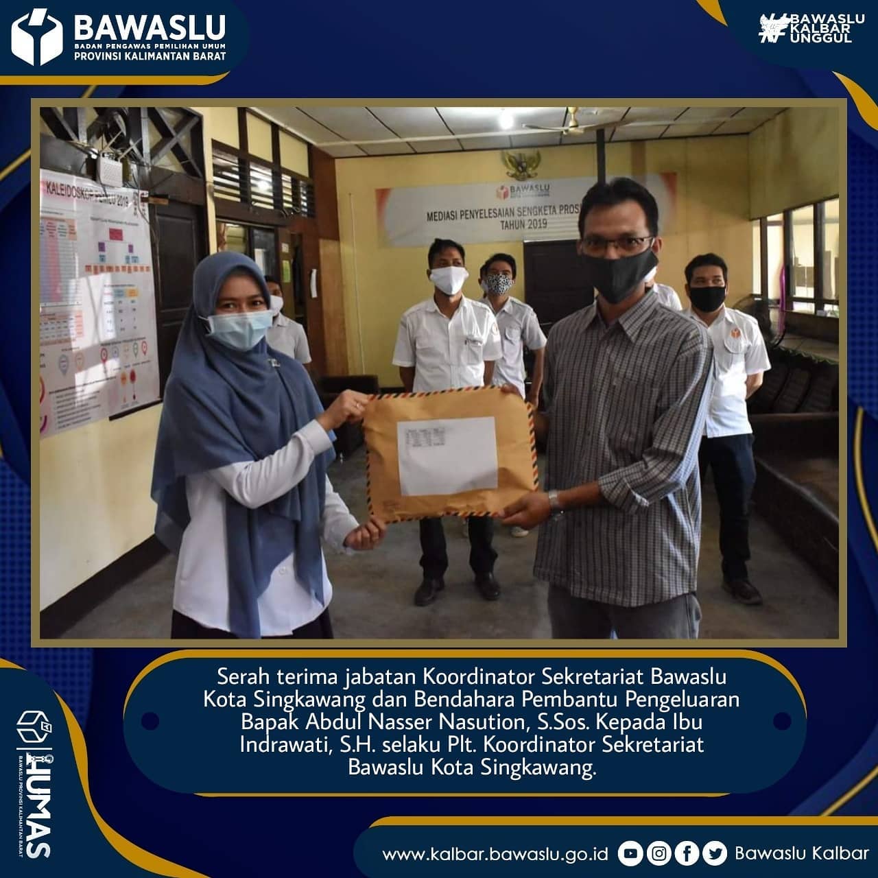 Serah Terima Jabatan Koordinator Sekretariat Bawaslu Kota Singkawang