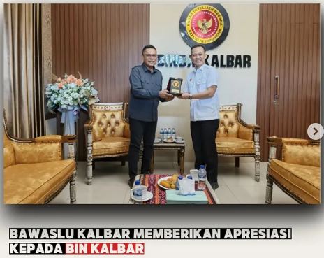 BAWASLU KALBAR MEMBERIKAN APRESIASI KEPADA BIN KALBAR